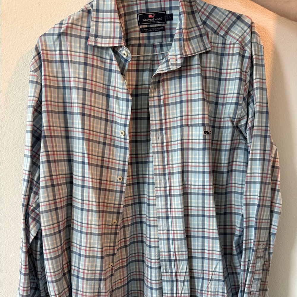 Vineyard Vines Blue and Red Plaid Shirt